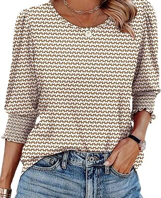 Women??s Printed Three-Quarter Sleeve Casual Office Top
